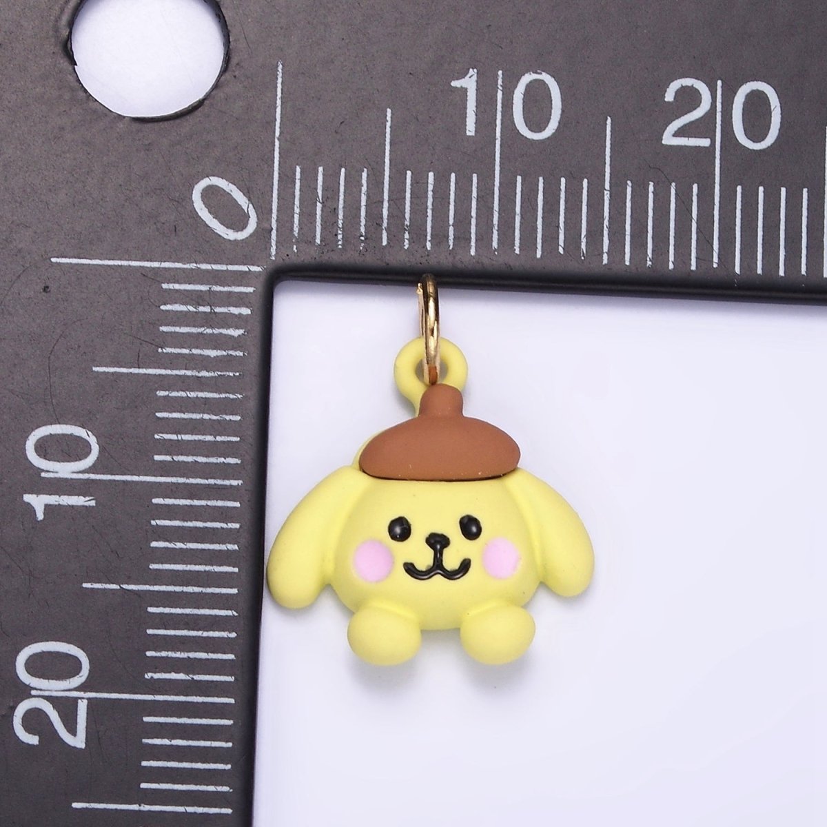 24K Gold Filled Mini Bear Dog Yellow Enamel Animal Charm | D030