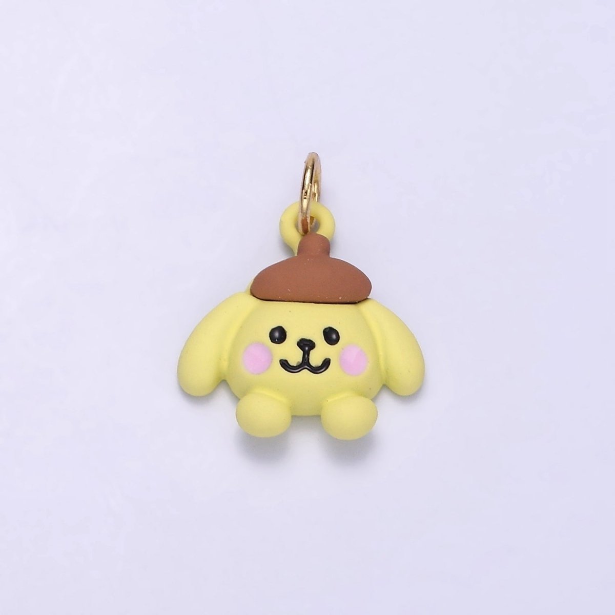 24K Gold Filled Mini Bear Dog Yellow Enamel Animal Charm | D030