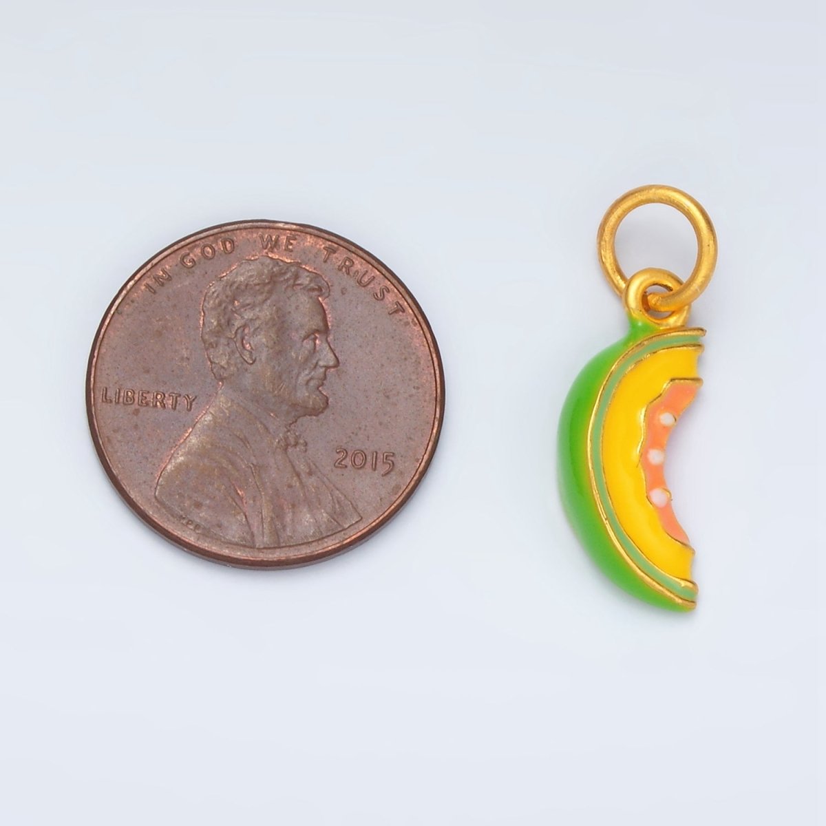 24K Gold Filled Mini Cantaloupe Fruit Enamel Charm | AG915