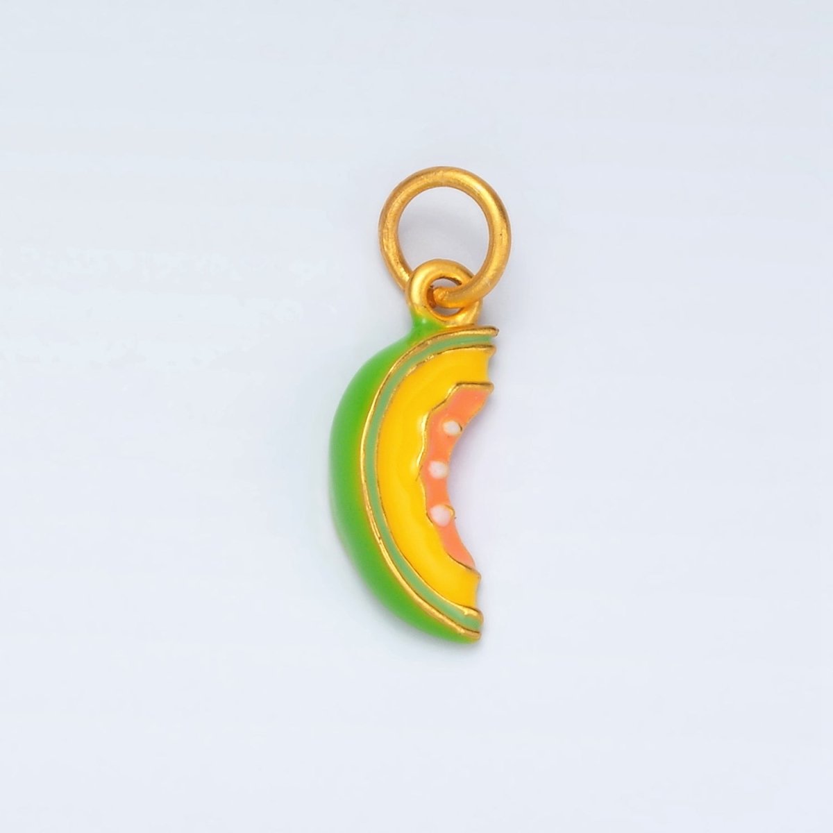 24K Gold Filled Mini Cantaloupe Fruit Enamel Charm | AG915