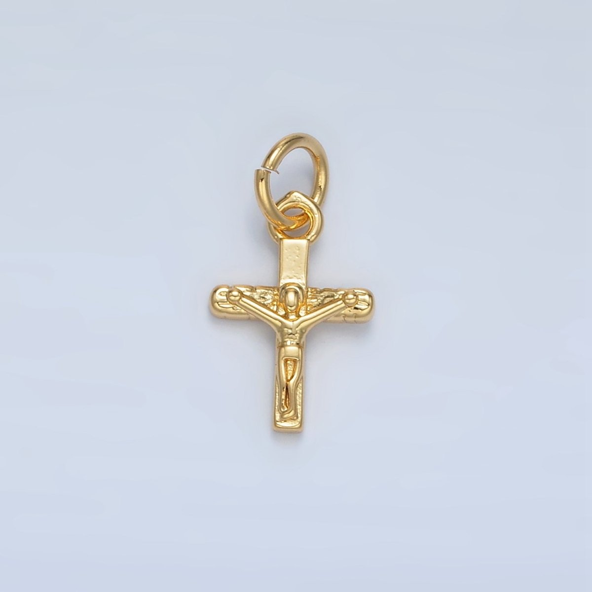 24K Gold Filled Mini Crucifix Jesus Cross Minimalist Charm | AG855