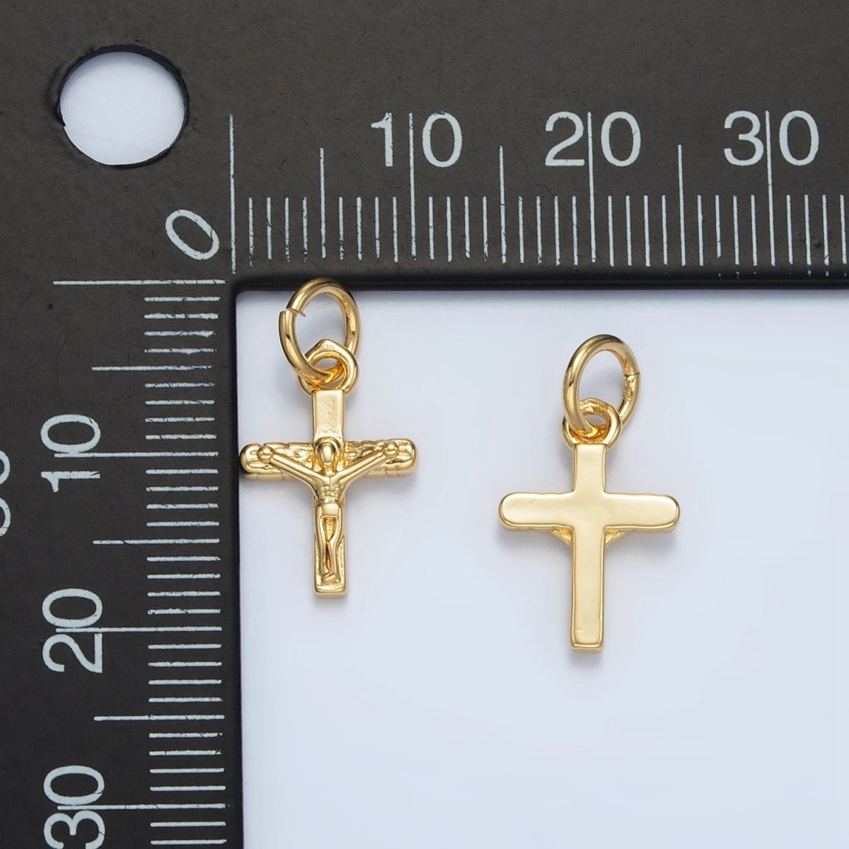 24K Gold Filled Mini Crucifix Jesus Cross Minimalist Charm | AG855