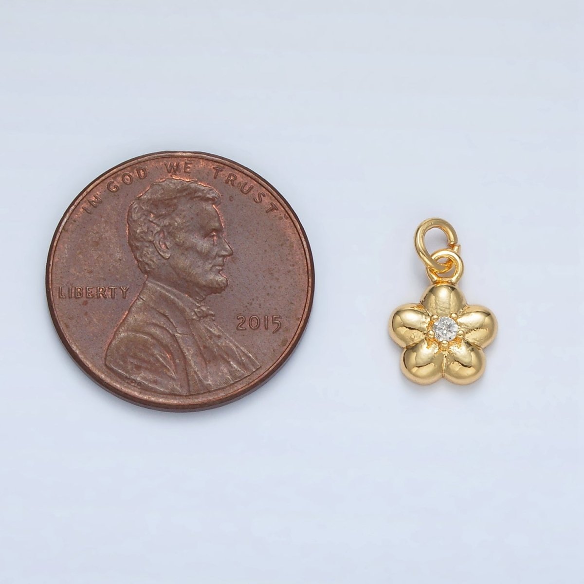 24K Gold Filled Mini CZ Daisy Flower Charm | AC164
