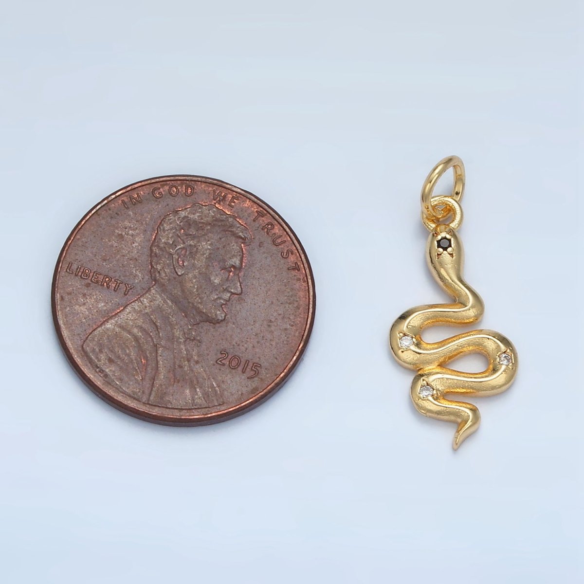 24K Gold Filled Mini CZ Slither Snake Serpent Charm | E732