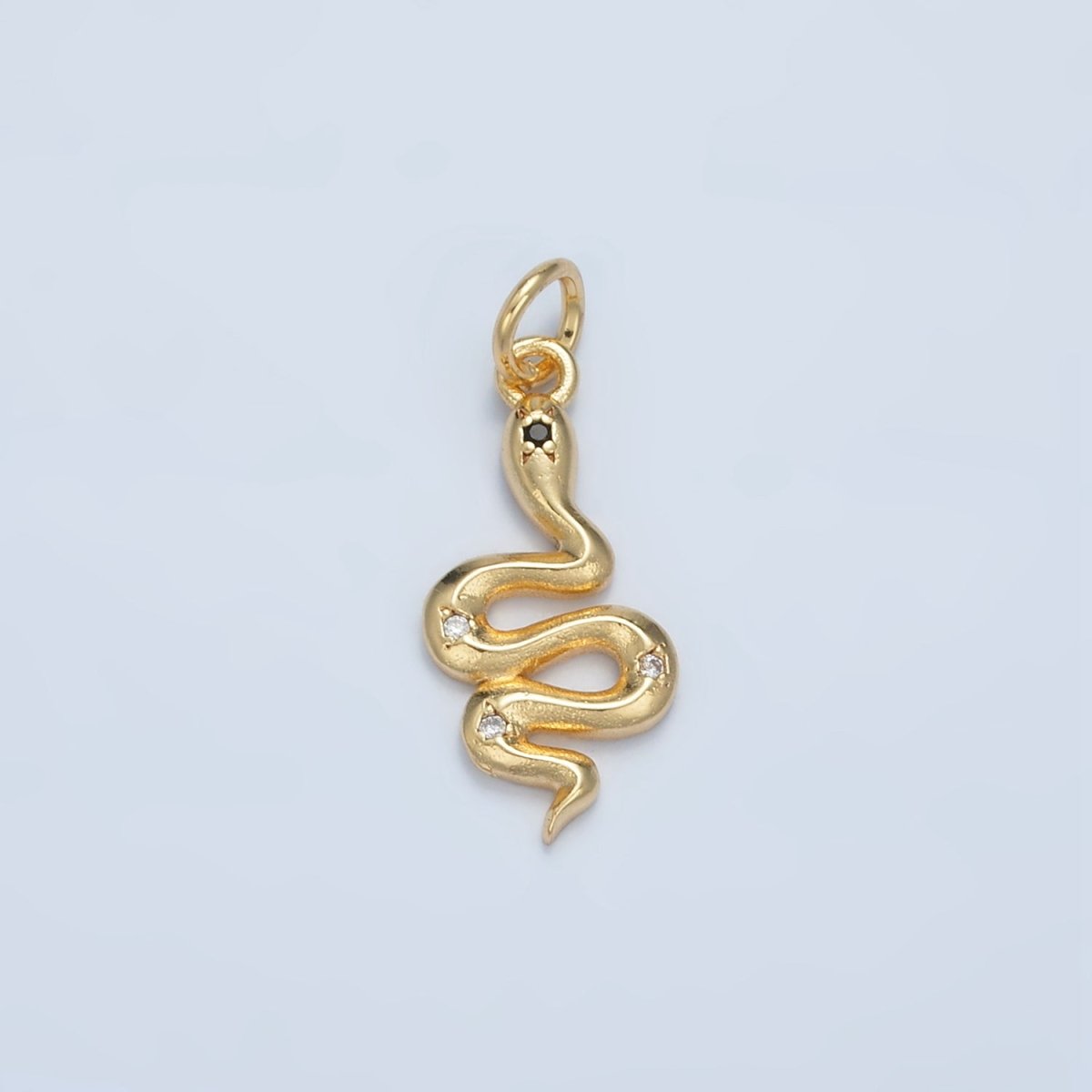 24K Gold Filled Mini CZ Slither Snake Serpent Charm | E732
