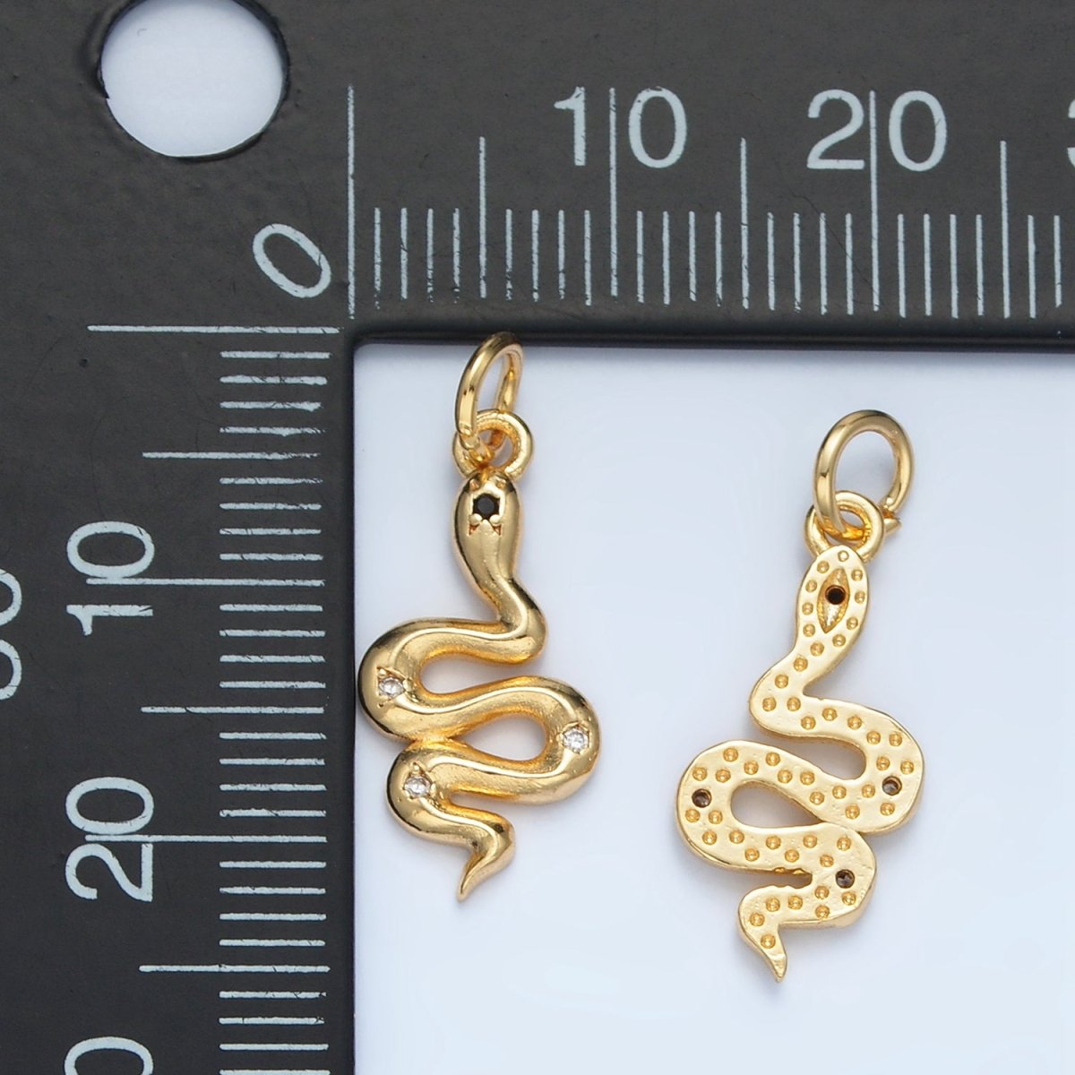 24K Gold Filled Mini CZ Slither Snake Serpent Charm | E732