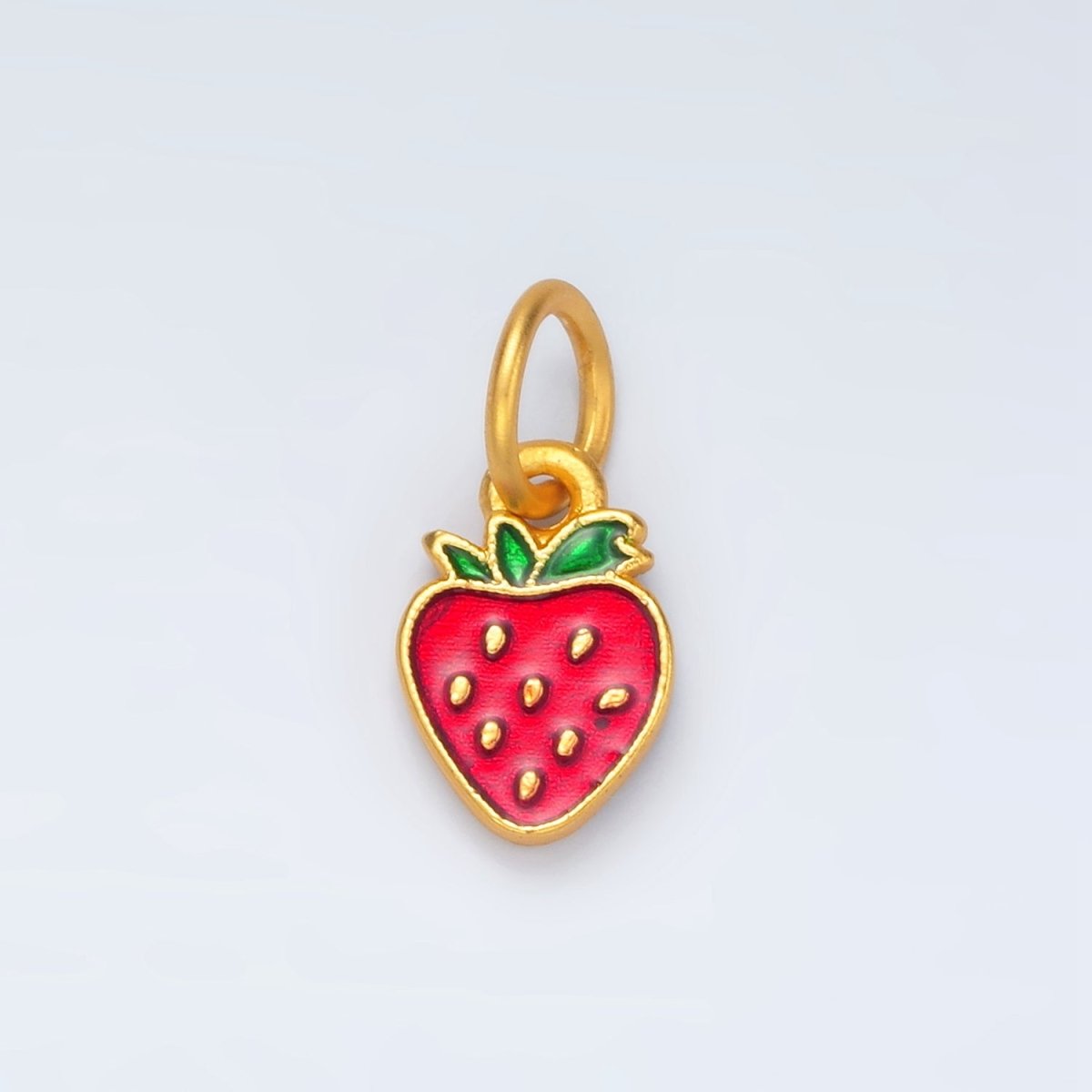 24K Gold Filled Mini Strawberry Fruit Enamel Charm | M144