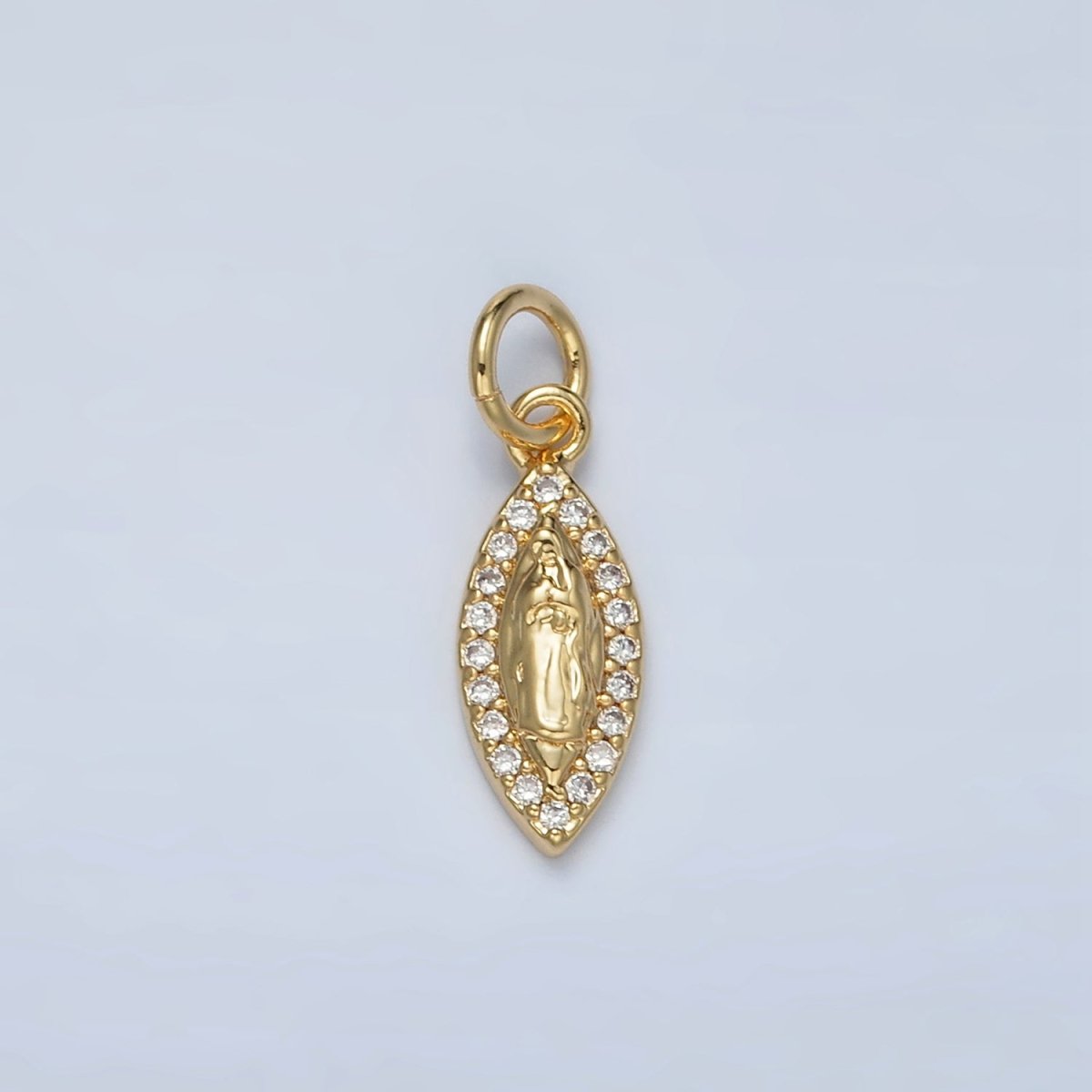 24K Gold Filled Mini Hammered Sphere Micro Paved CZ Charm | M828