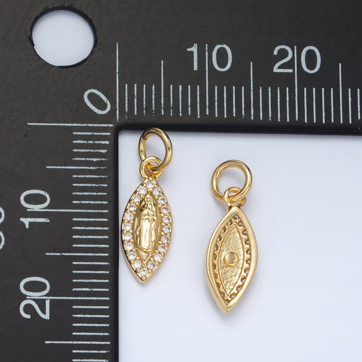 24K Gold Filled Mini Hammered Sphere Micro Paved CZ Charm | M828