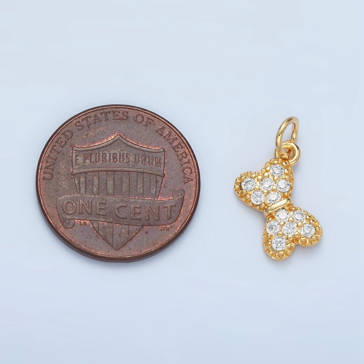 24K Gold Filled Mini Micro Paved CZ Bow Ribbon Charm | X509