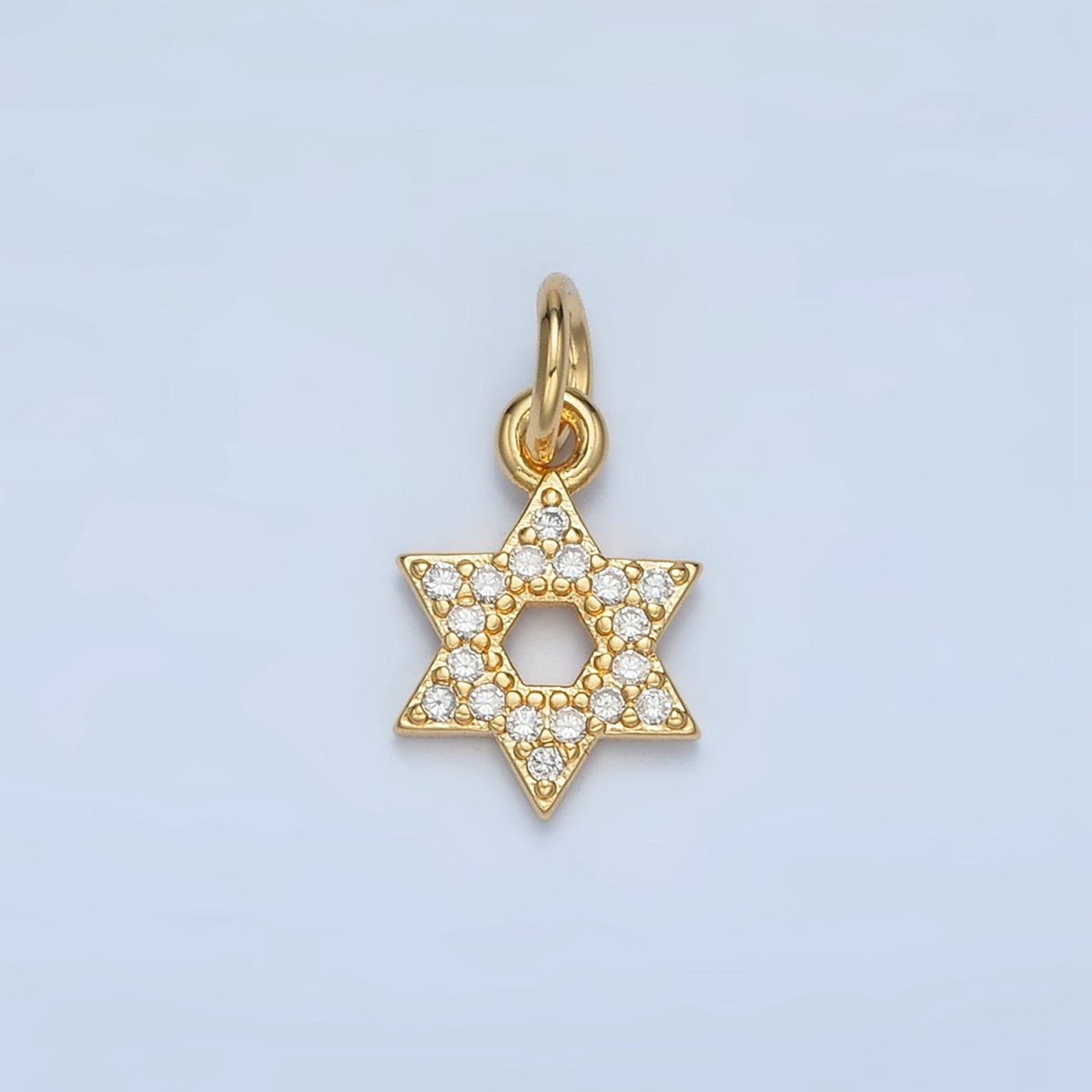 24K Gold Filled Mini Micro Paved CZ Jewish Star of David Charm | W187