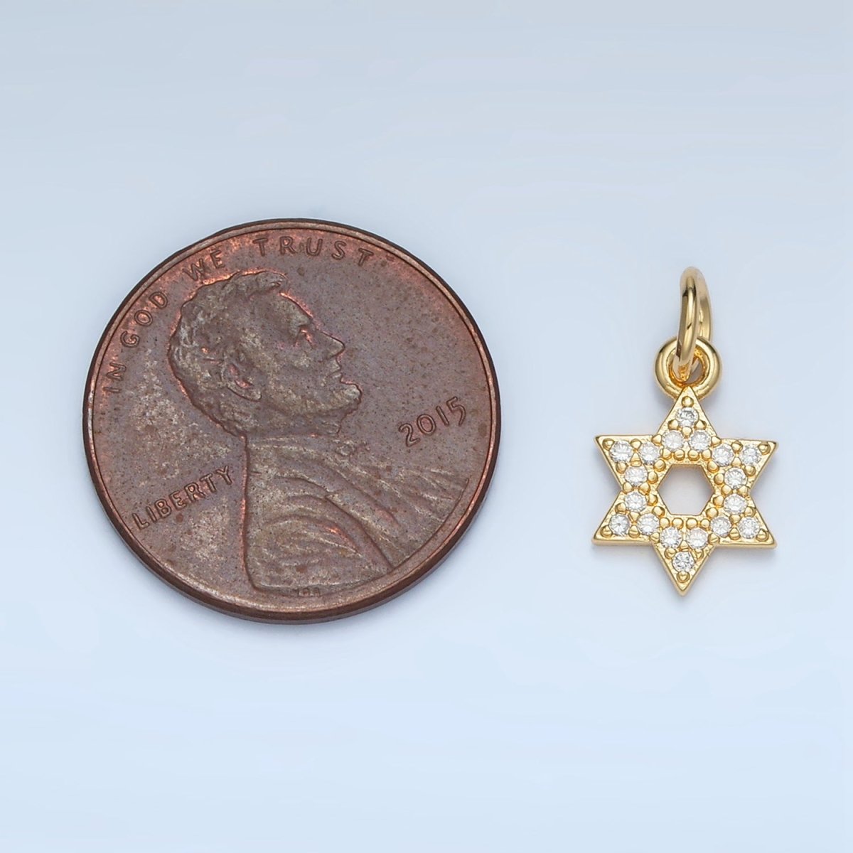 24K Gold Filled Mini Micro Paved CZ Jewish Star of David Charm | W187