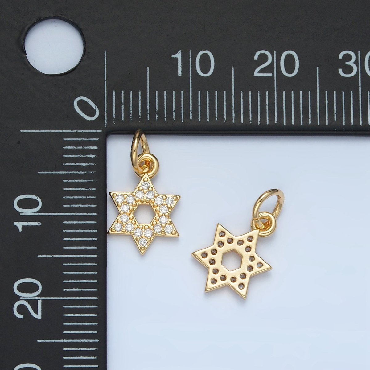24K Gold Filled Mini Micro Paved CZ Jewish Star of David Charm | W187