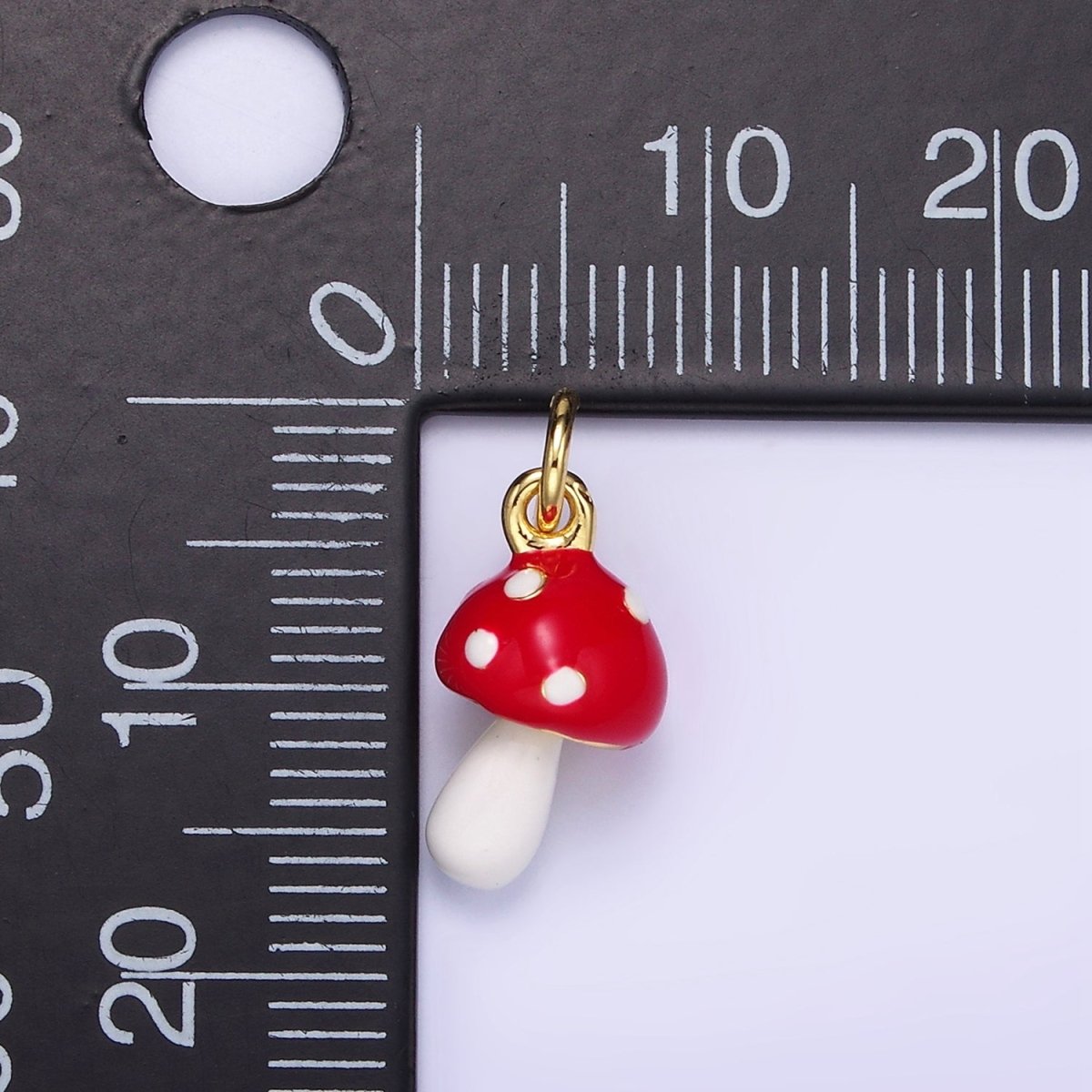 24K Gold Filled Mini Mushroom Enamel Charm | C745