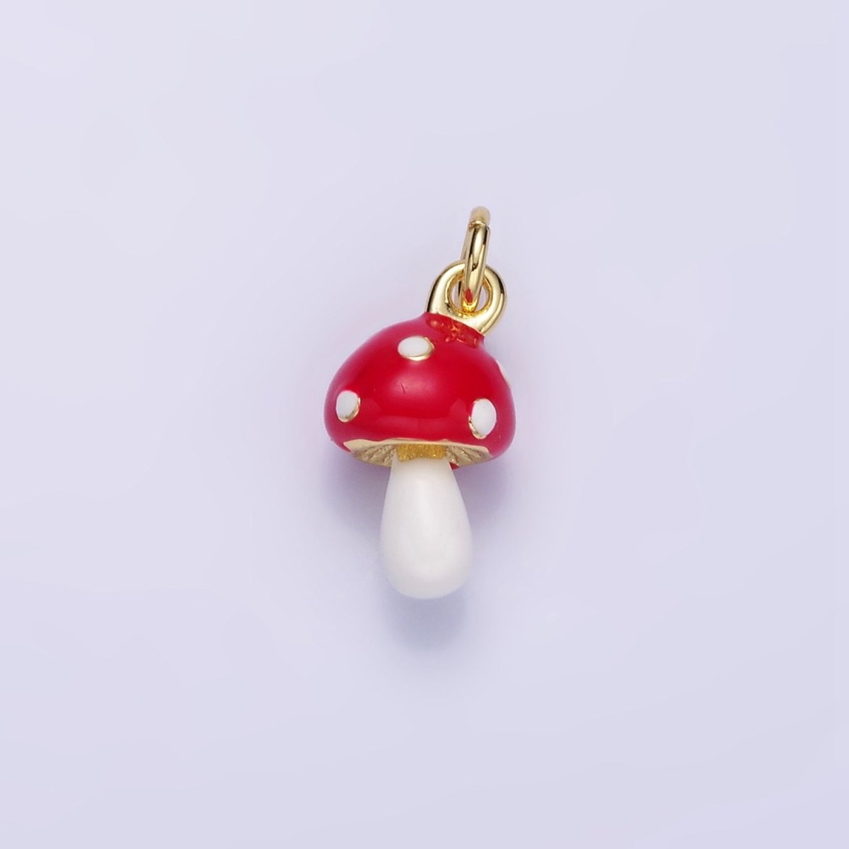 24K Gold Filled Mini Mushroom Enamel Charm | C745