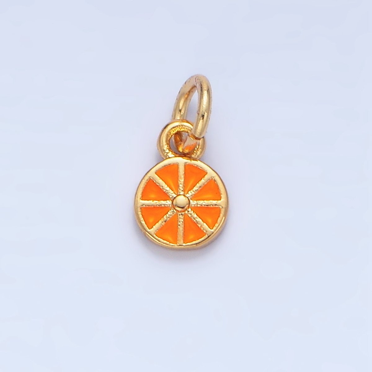 24K Gold Filled Mini Orange Fruit Slice Enamel Charm | X830