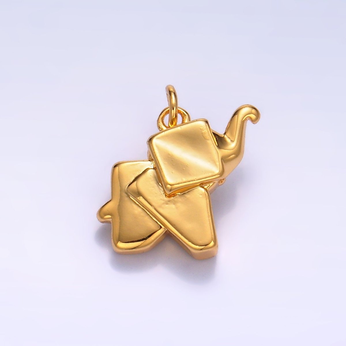 24K Gold Filled Mini Origami Elephant Animal 3D Multidimensional Charm in Gold & Silver | W245