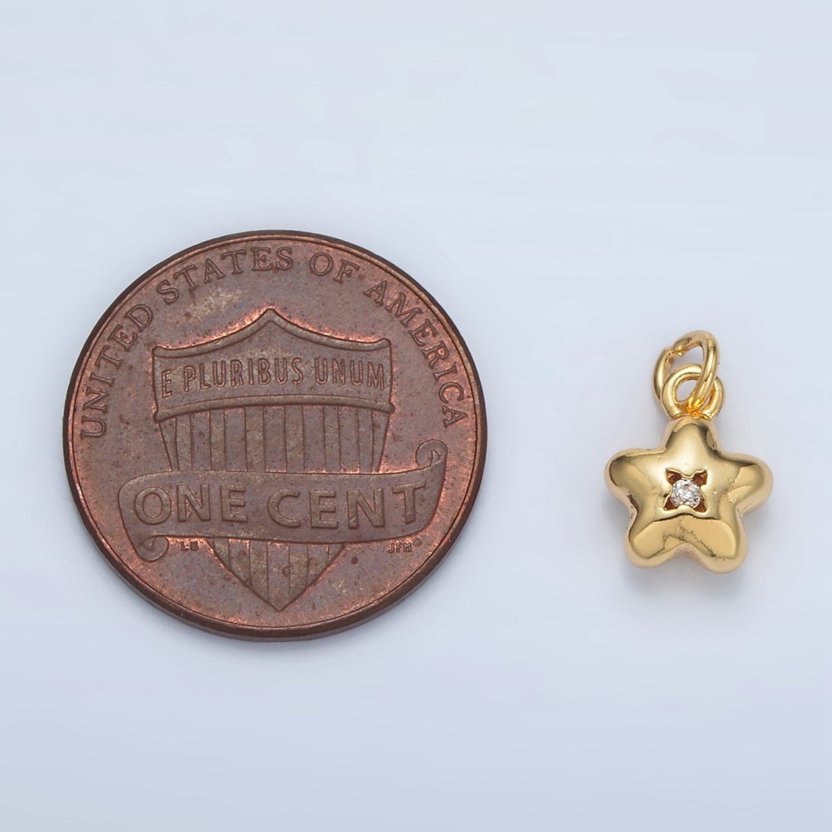 24K Gold Filled Mini Puffed CZ Daisy Flower Charm | AC169