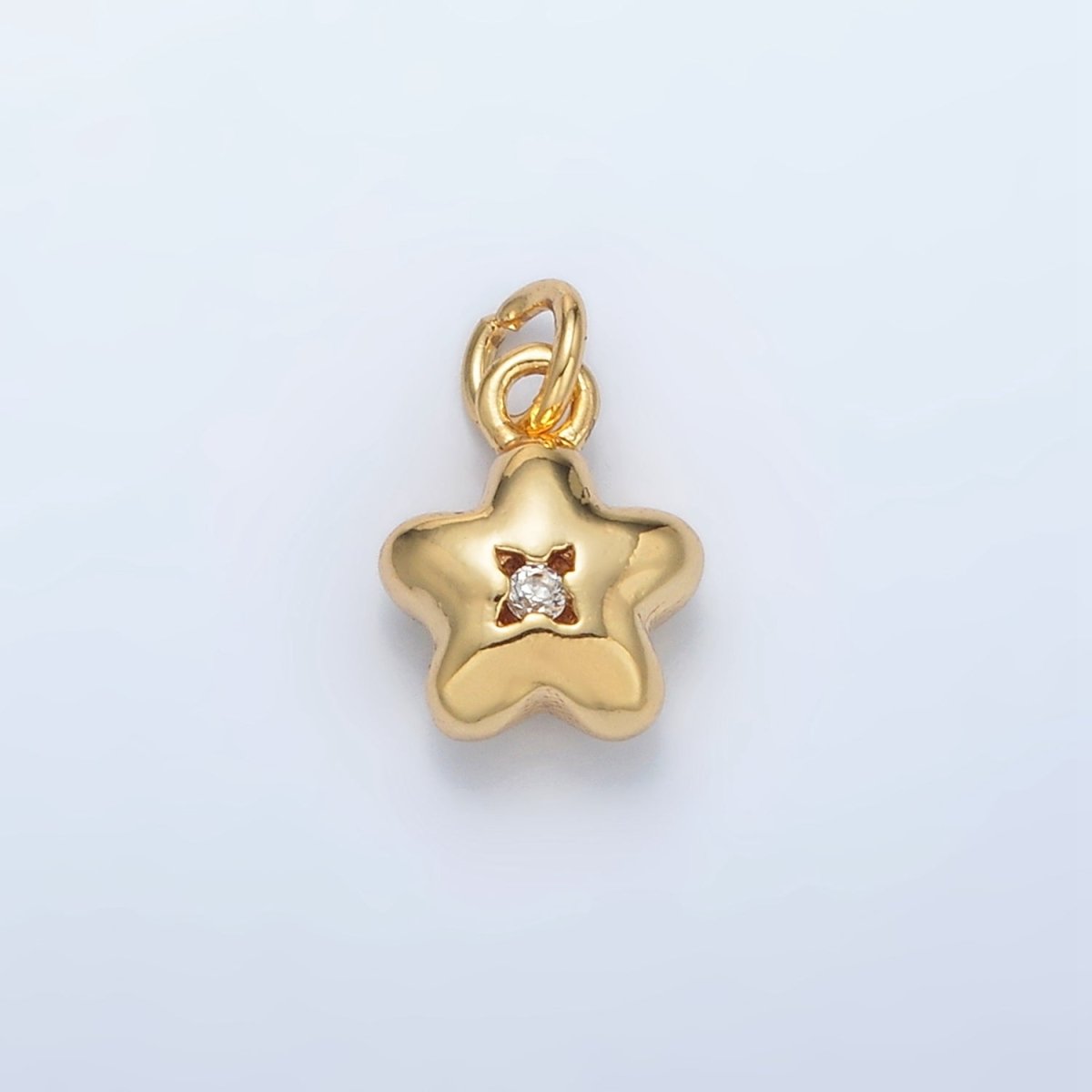 24K Gold Filled Mini Puffed CZ Daisy Flower Charm | AC169