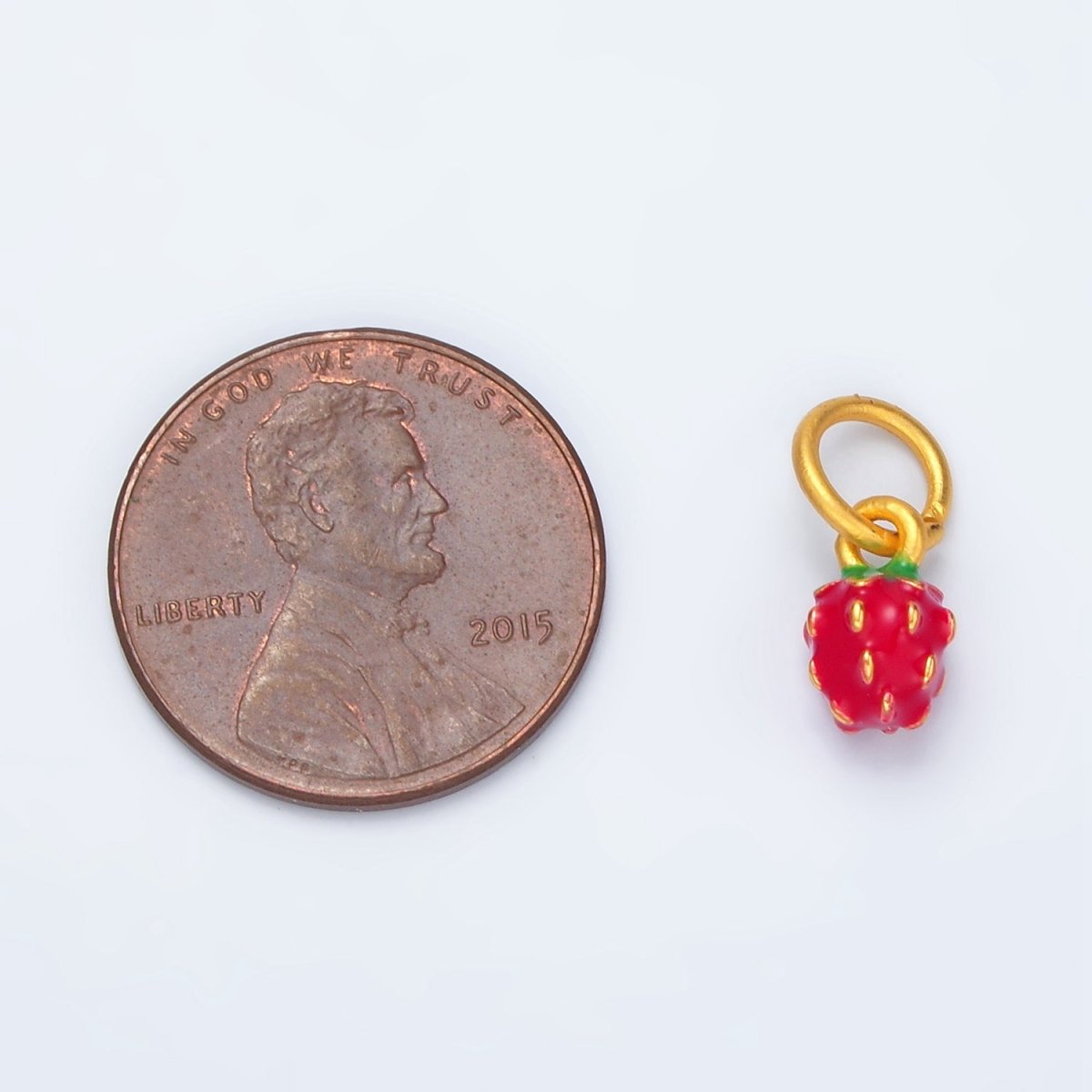 24K Gold Filled Mini Red Strawberry Fruit Enamel Charm | M264