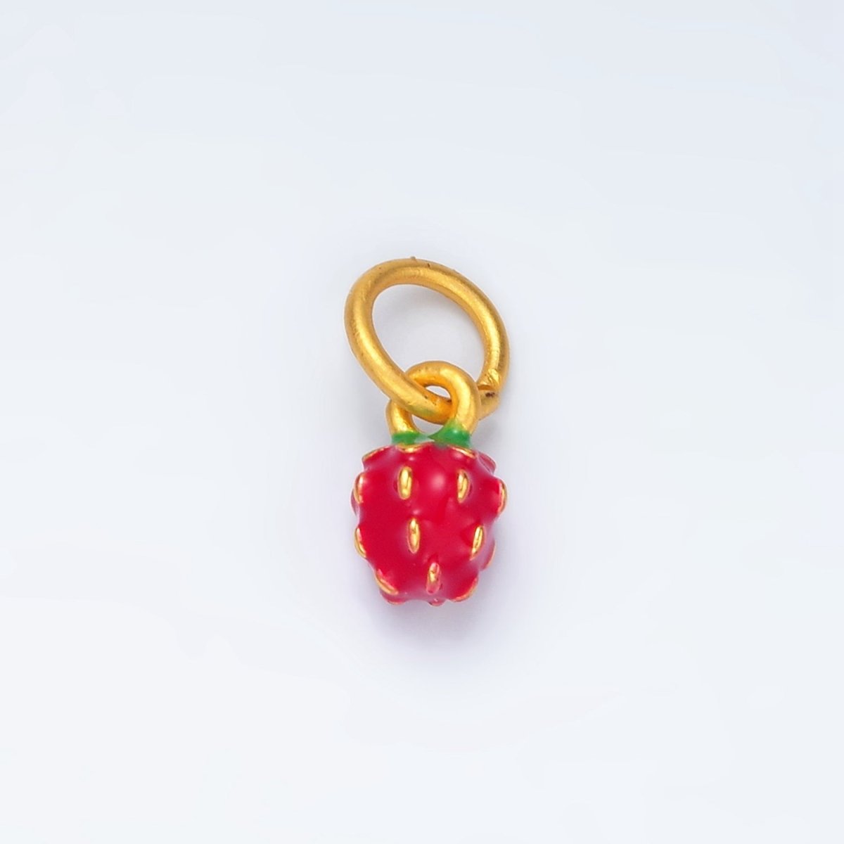 24K Gold Filled Mini Red Strawberry Fruit Enamel Charm | M264