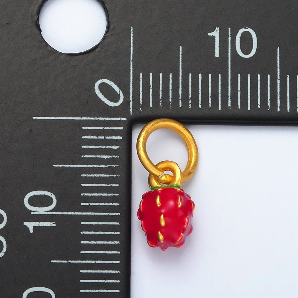 24K Gold Filled Mini Red Strawberry Fruit Enamel Charm | M264