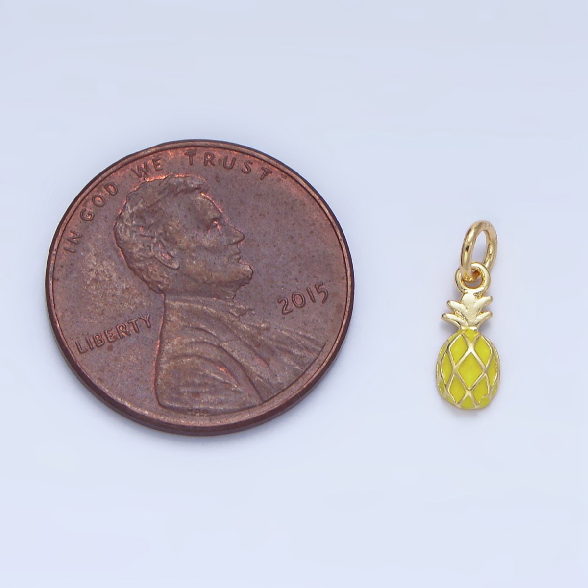 24K Gold Filled Mini Yellow Pineapple Fruit Enamel Charm | X831
