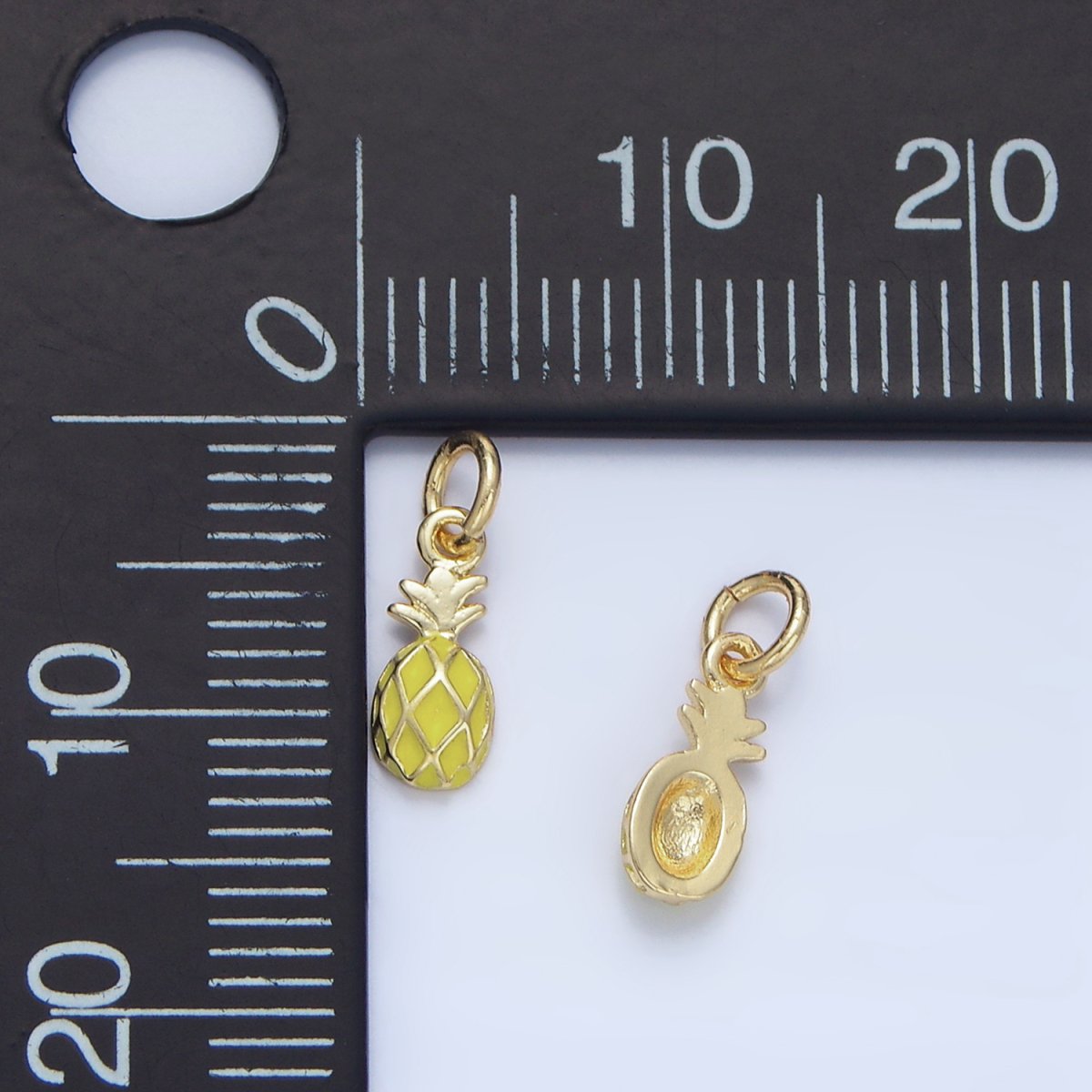 24K Gold Filled Mini Yellow Pineapple Fruit Enamel Charm | X831