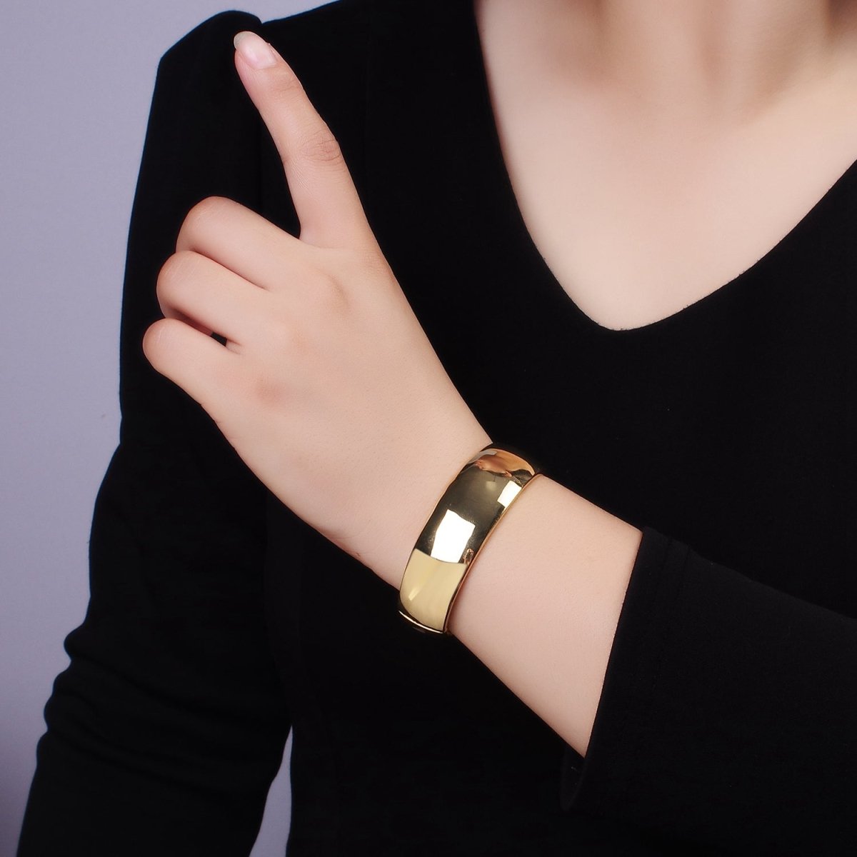 24K Gold Filled Minimalist Band Bangle Bracelet | WA-2517