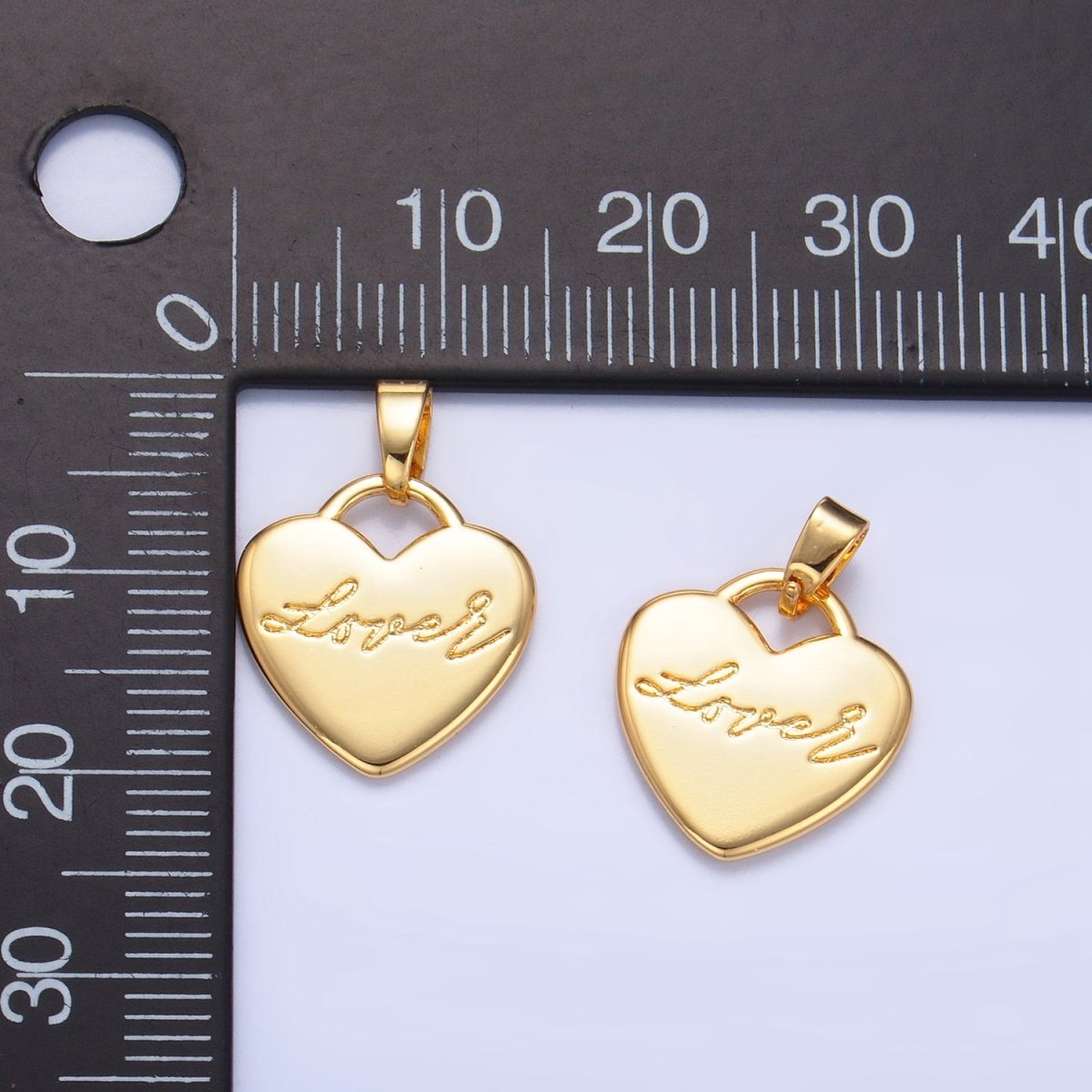 24K Gold Filled "Lover" Cursive Script Heart Padlock Pendant | AA1005