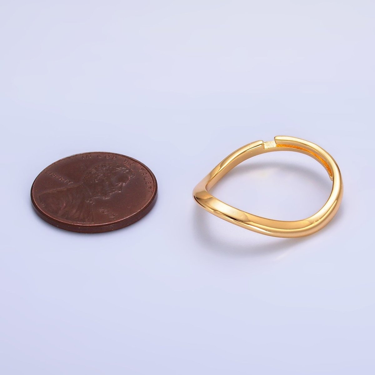 24K Gold Filled Minimalist Curved Chevron Ring | U432