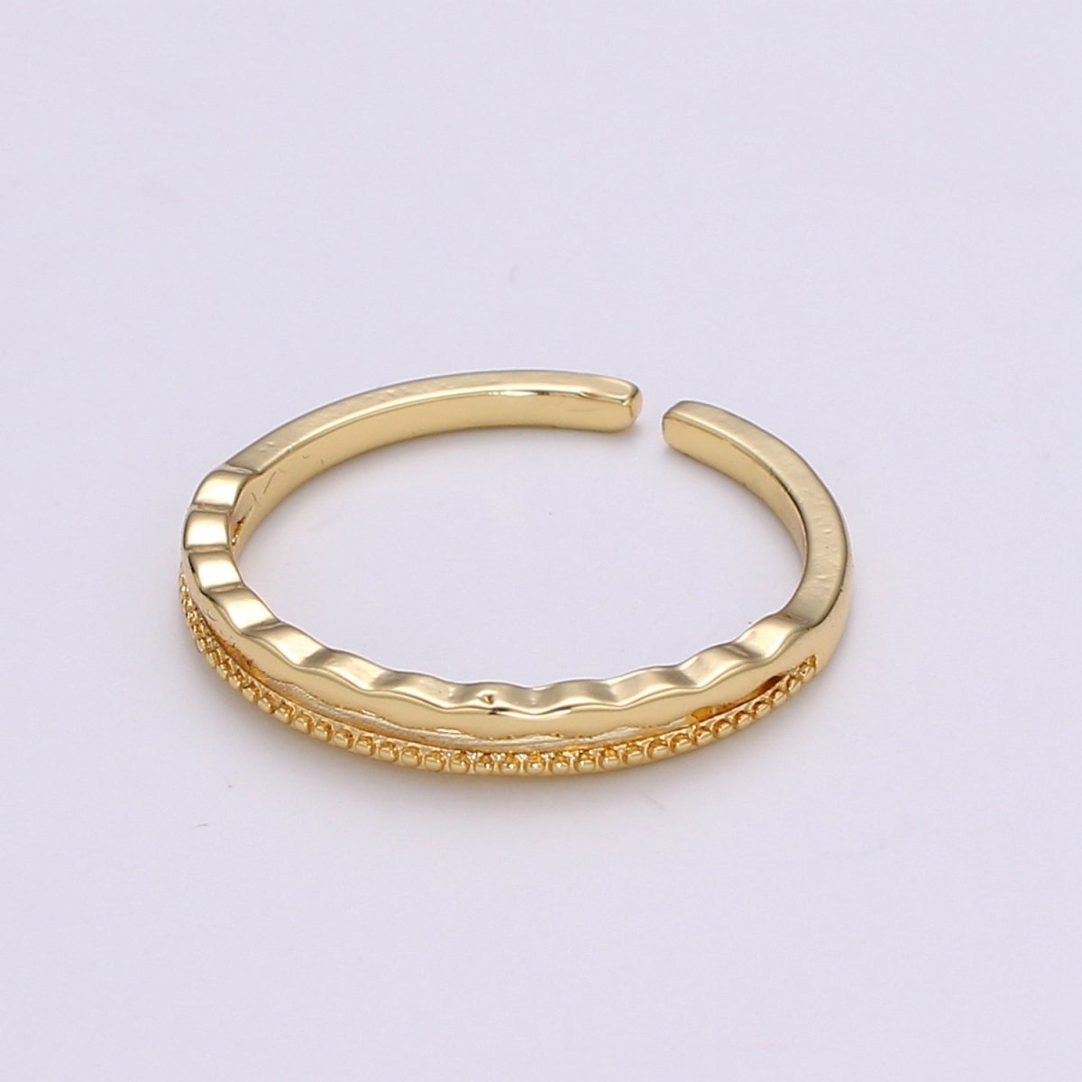 24K Gold Filled Minimalist Dotted Wavy Wave Band Ring | S133
