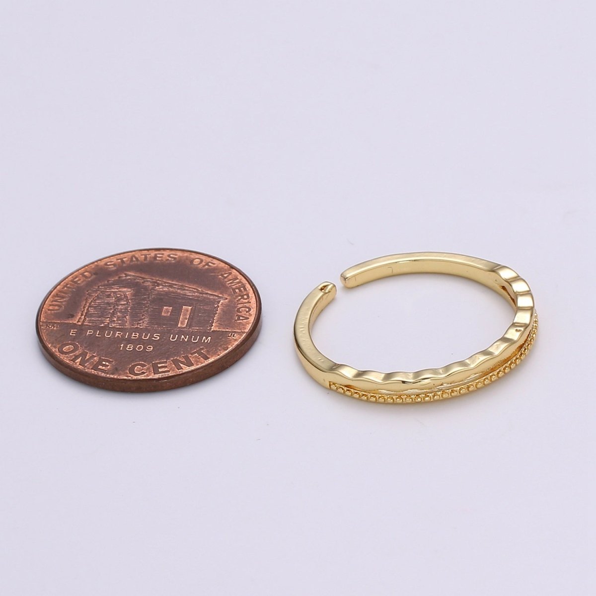 24K Gold Filled Minimalist Dotted Wavy Wave Band Ring | S133