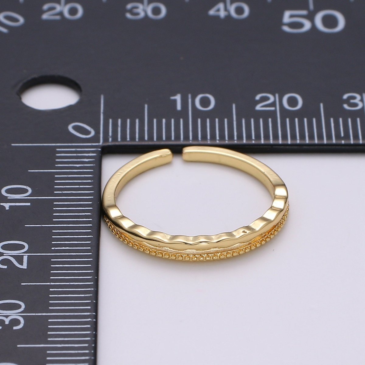 24K Gold Filled Minimalist Dotted Wavy Wave Band Ring | S133