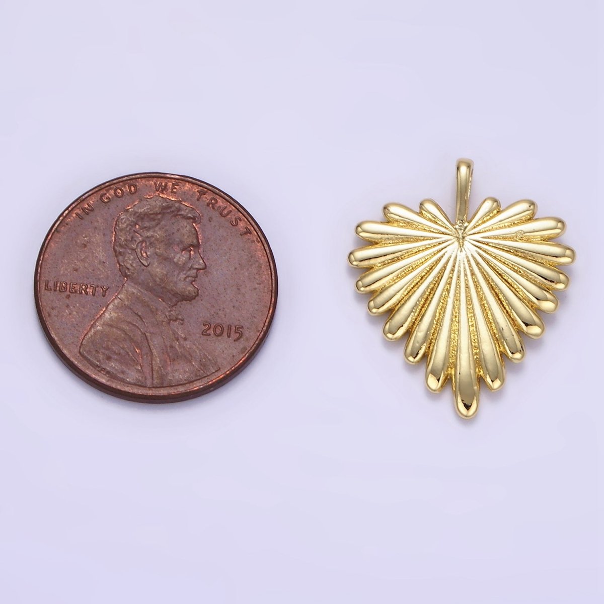 24K Gold Filled Minimalist Feather Heart Pendant | AA1338