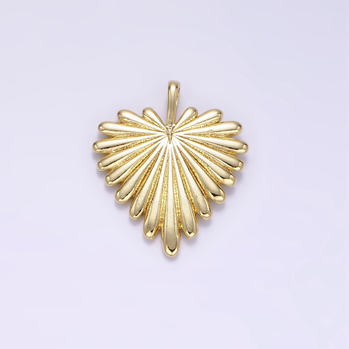 24K Gold Filled Minimalist Feather Heart Pendant | AA1338