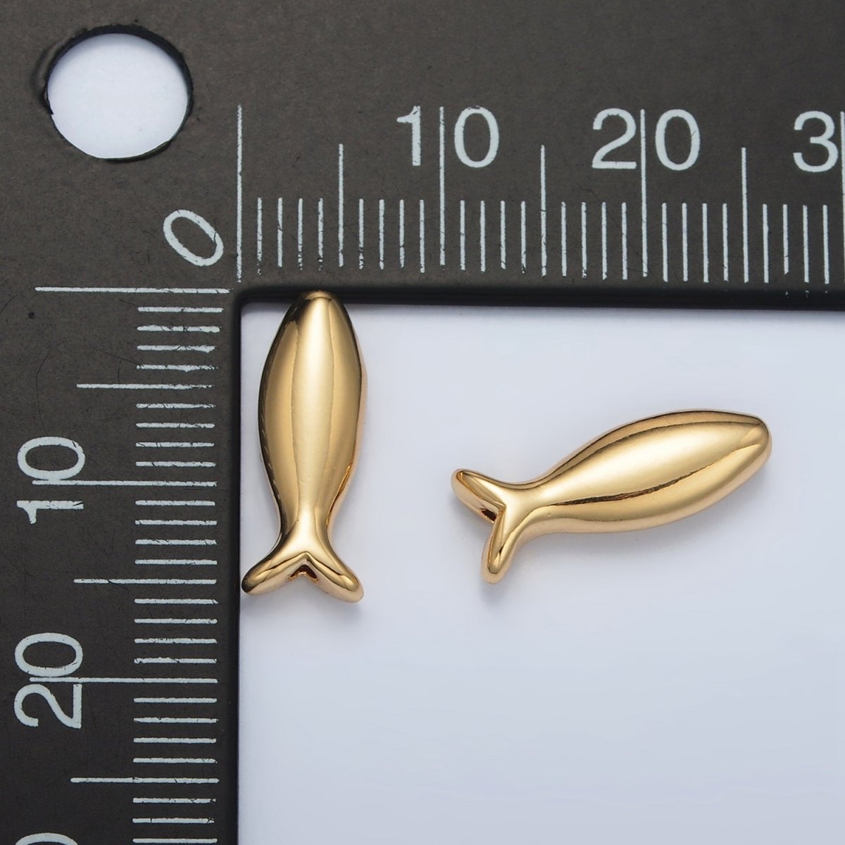 24K Gold Filled Minimalist Fish Silhouette Bead | B894