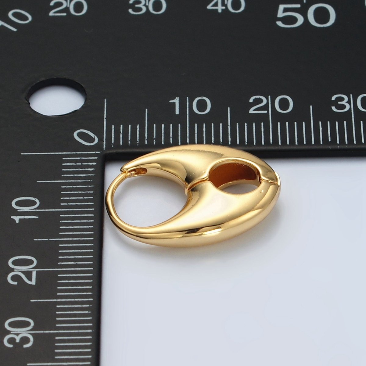 24K Gold Filled Minimalist Geometric Open Dome Tab Huggie Earrings | Q487