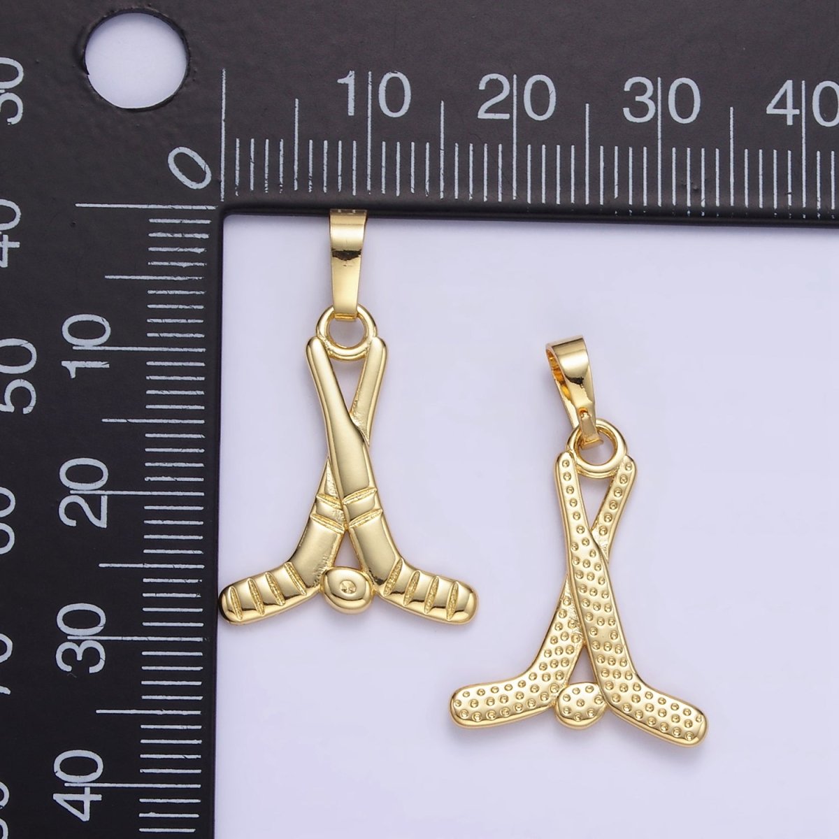 24K Gold Filled Minimalist Hockey Sticks Sports Charm | AH177