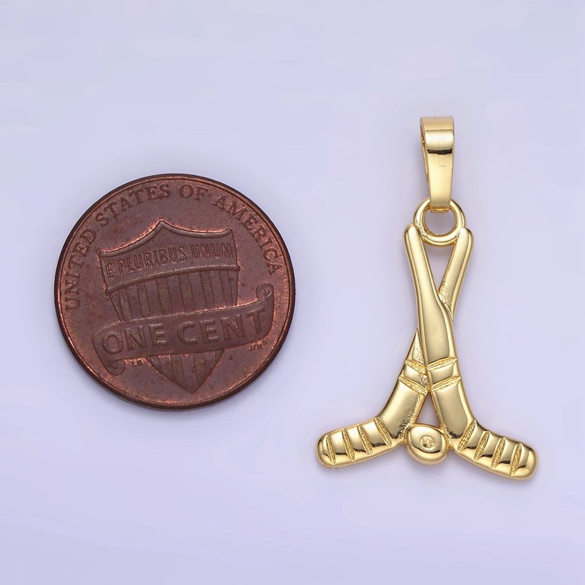 24K Gold Filled Minimalist Hockey Sticks Sports Charm | AH177