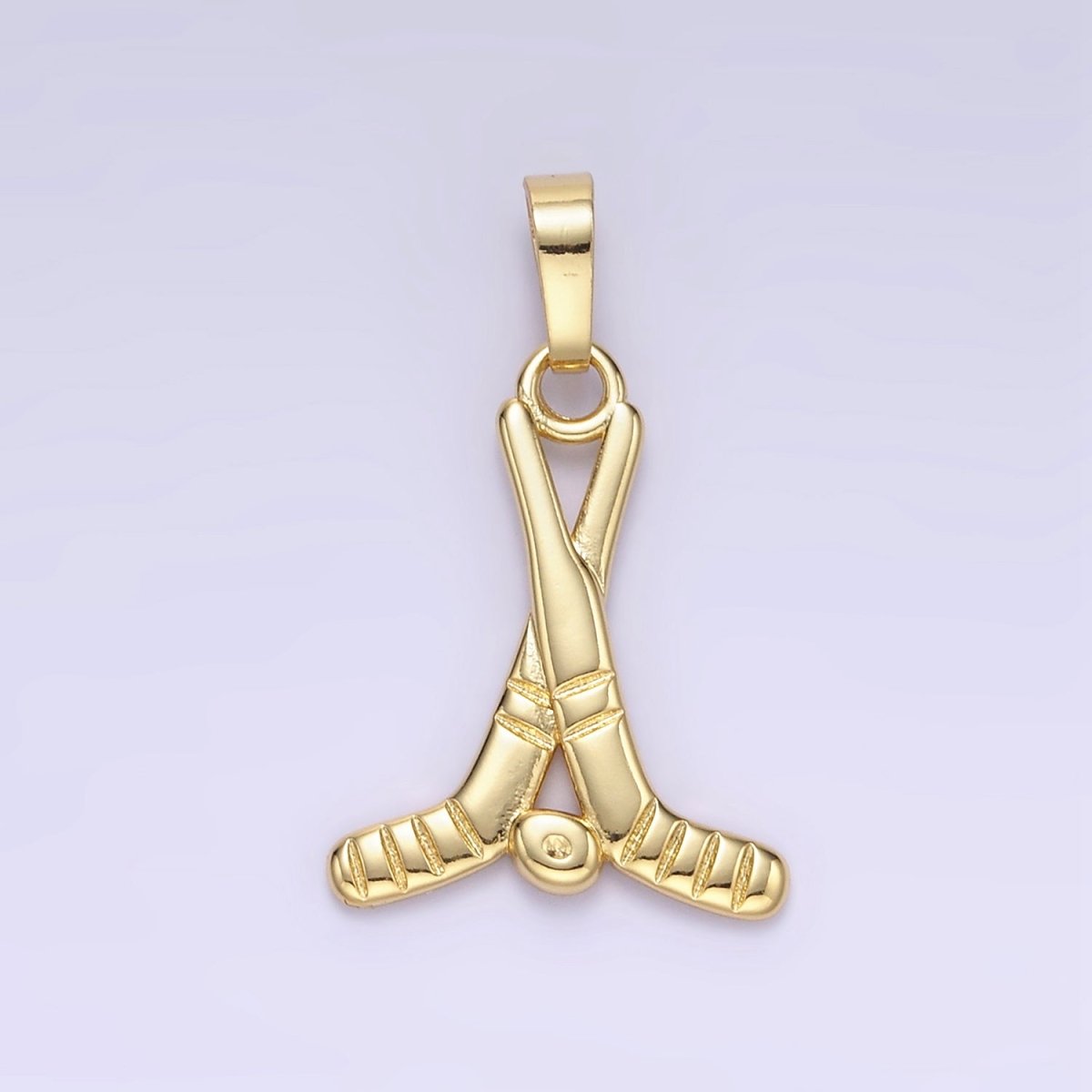 24K Gold Filled Minimalist Hockey Sticks Sports Charm | AH177