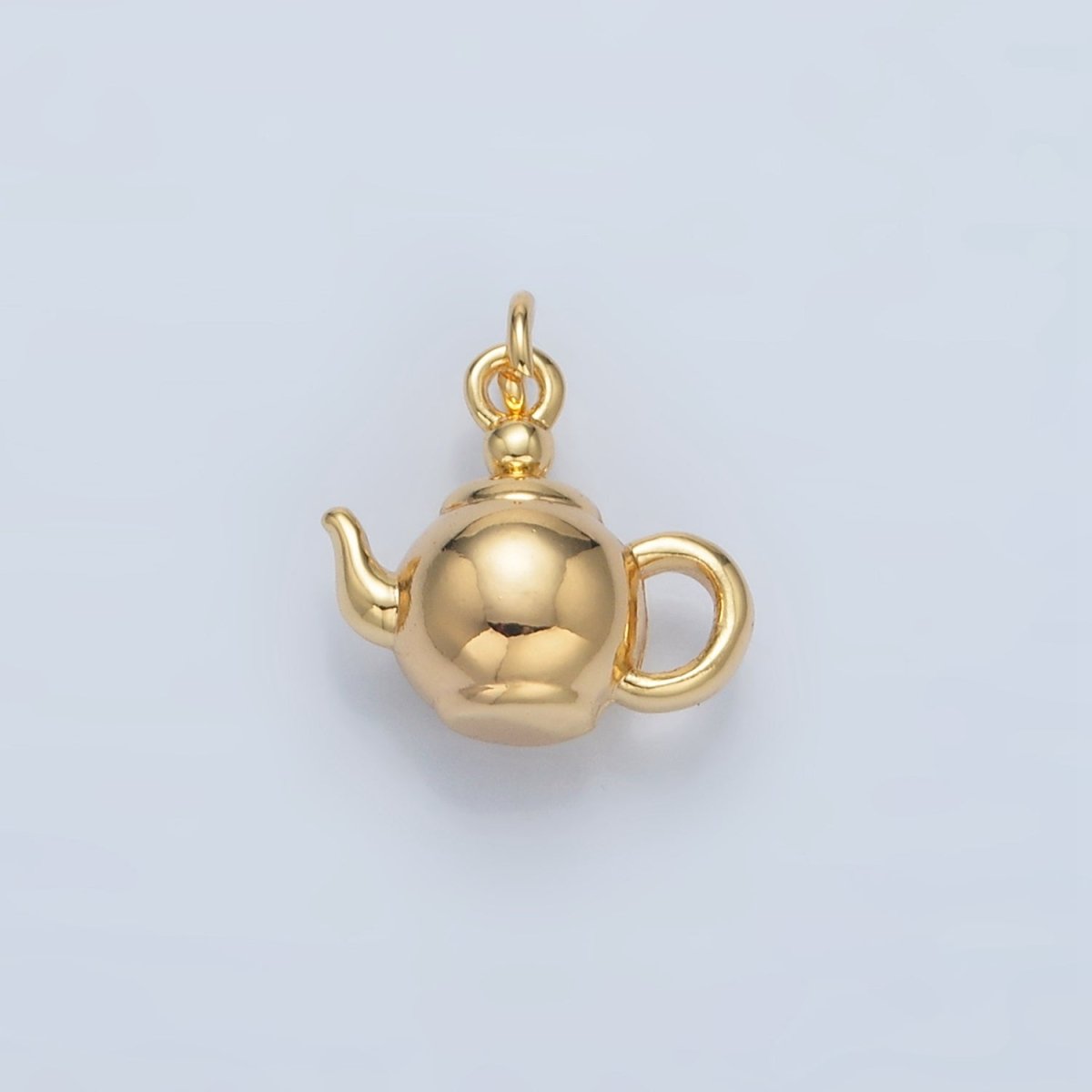 24K Gold Filled Minimalist Tea Pot Drink Mini Multidimensional Charm | AG591