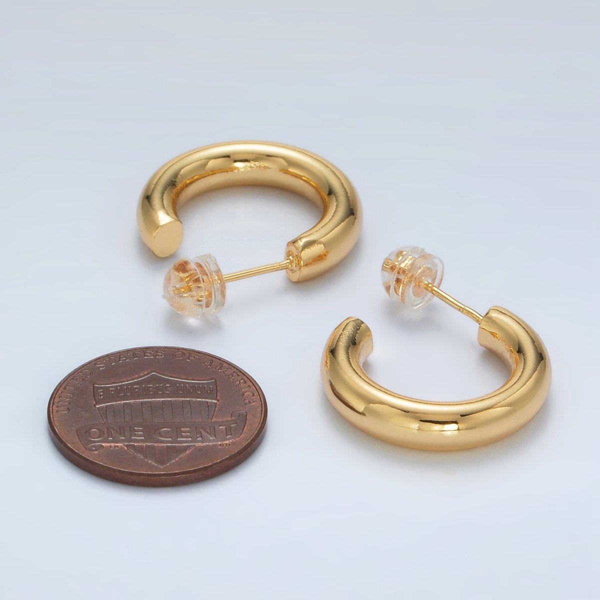24K Gold Filled 20mm Minimalist C-Shaped Hoop Earrings | AD643