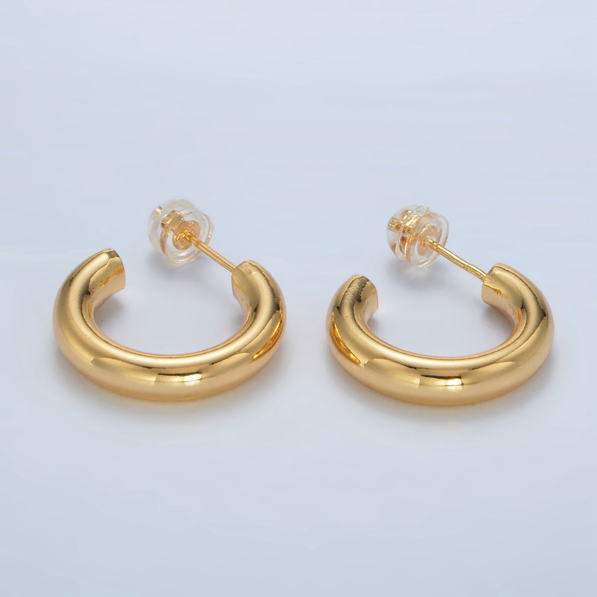 24K Gold Filled 20mm Minimalist C-Shaped Hoop Earrings | AD643