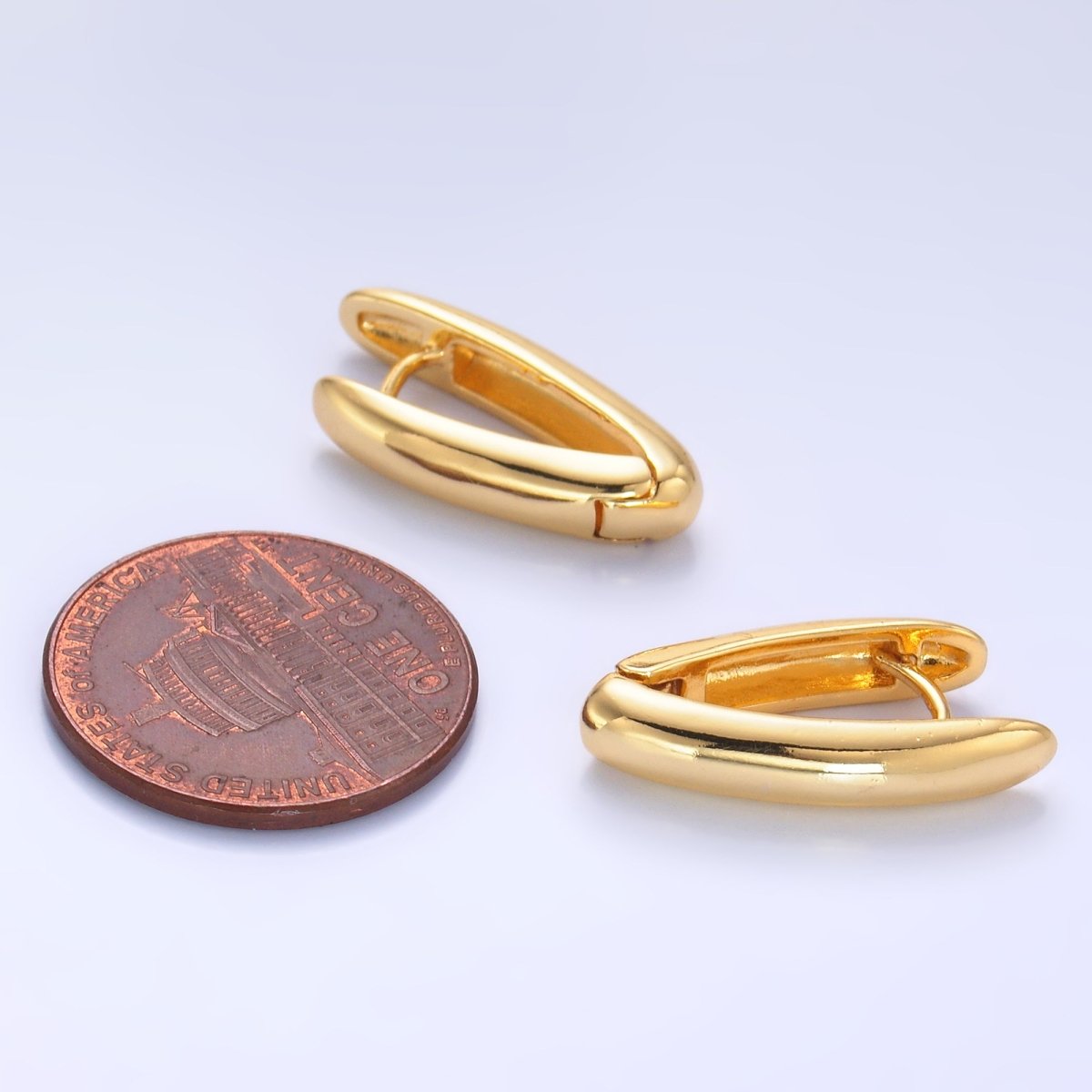24K Gold Filled Minimalist V-Shaped Hoop Earrings in Gold & Silver | AB681 AB682