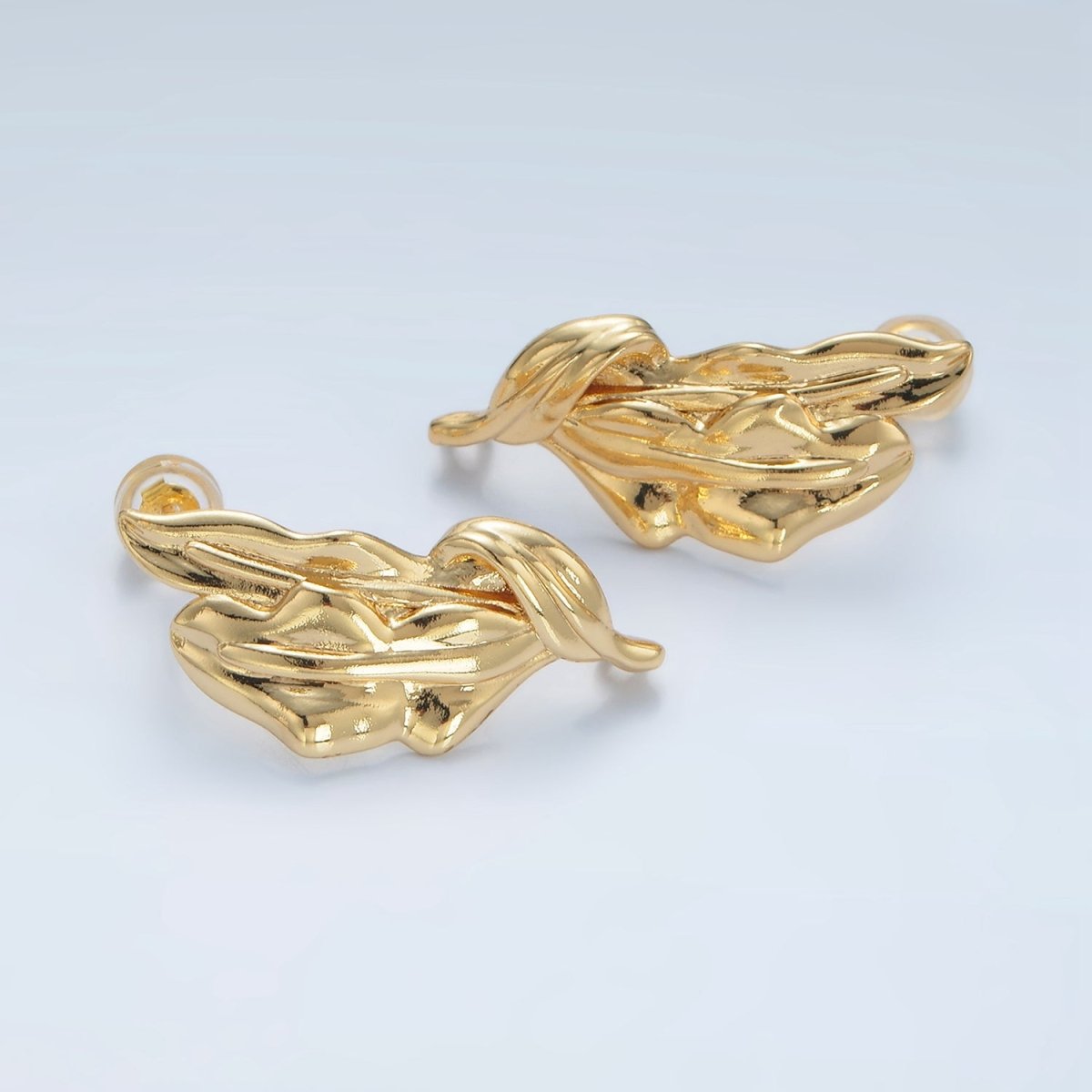 24K Gold Filled Molten Abstract Open Loop Drop Stud Earrings Findings | Z938