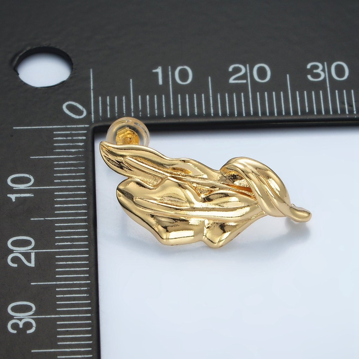 24K Gold Filled Molten Abstract Open Loop Drop Stud Earrings Findings | Z938