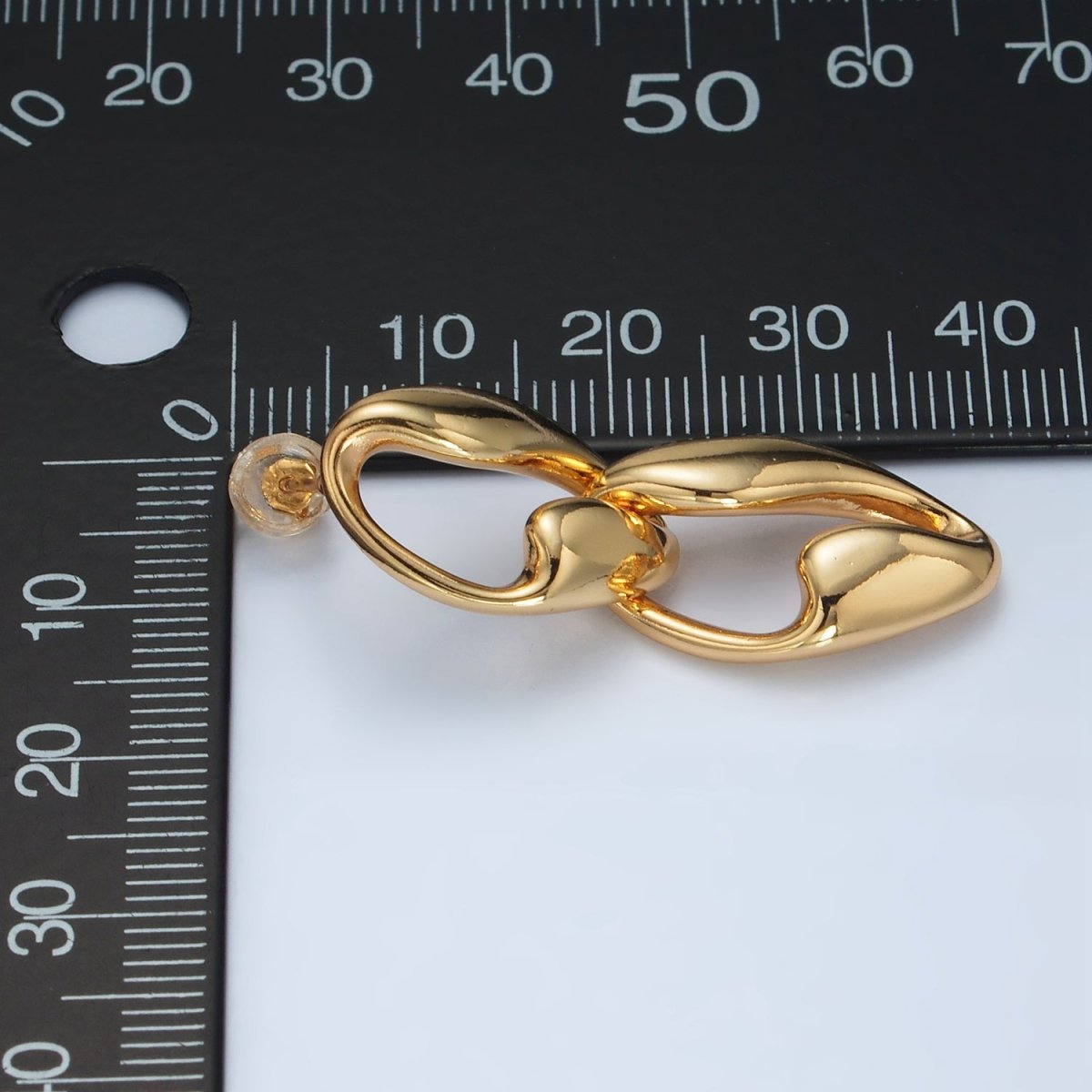 24K Gold Filled Molten Curb Link Drop Stud Earrings in Gold & Silver | AD594 AD595
