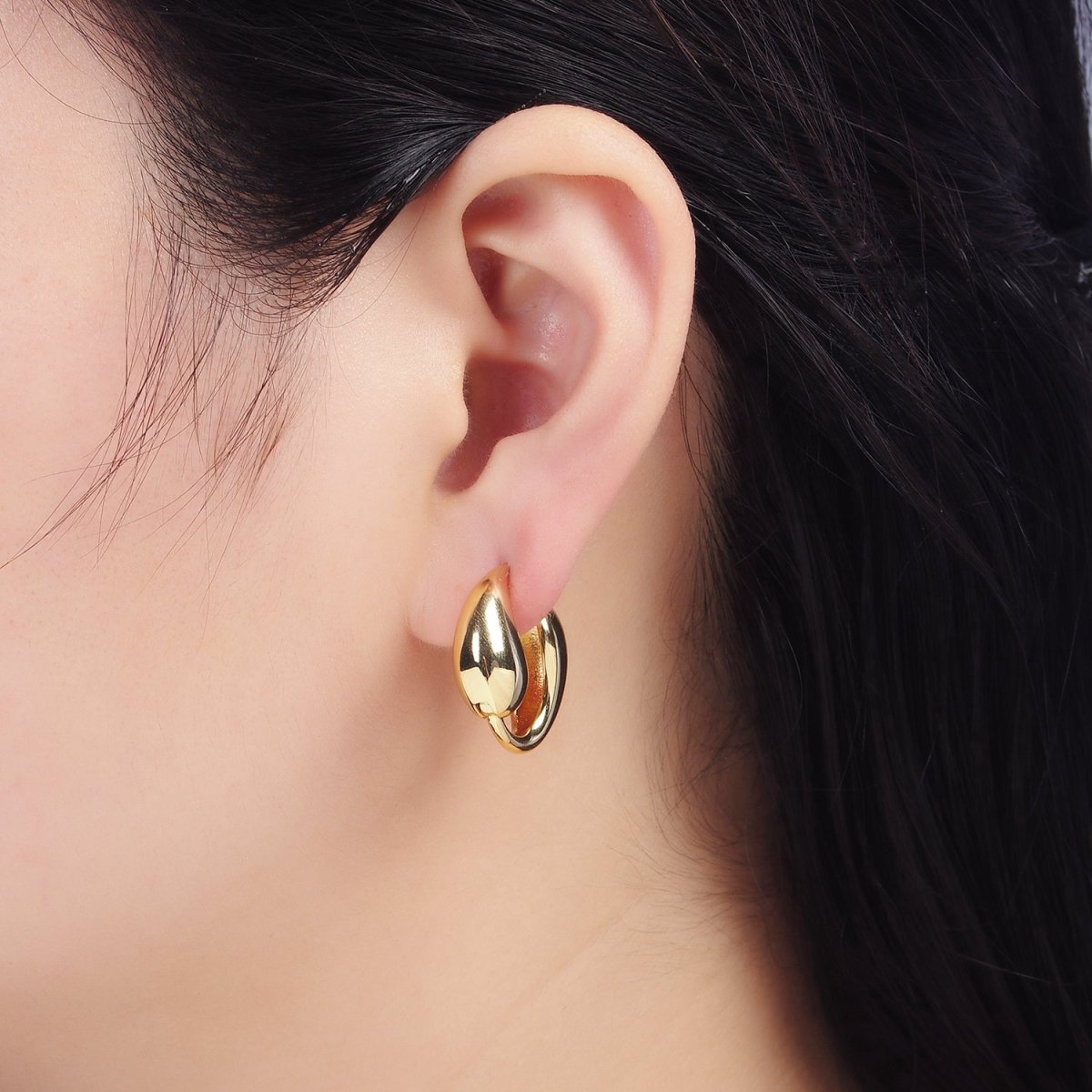 24K Gold Filled Molten Drop Hoop Earrings | Q104