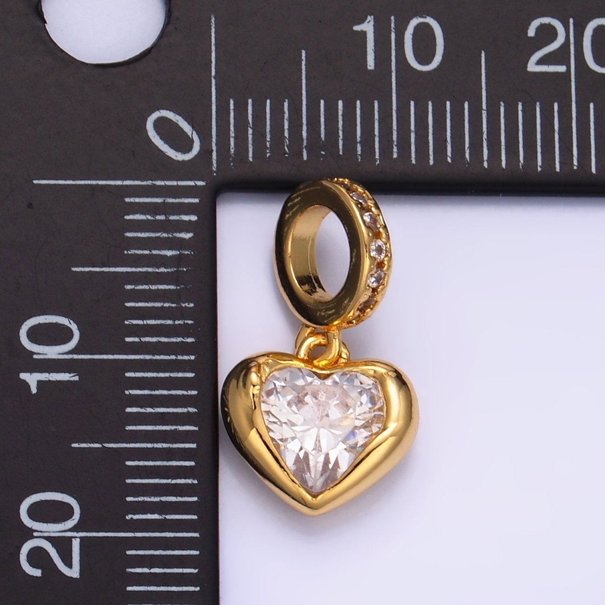 24K Gold Filled Molten Heart Clear CZ Micro Paved Bail Pendant | W272